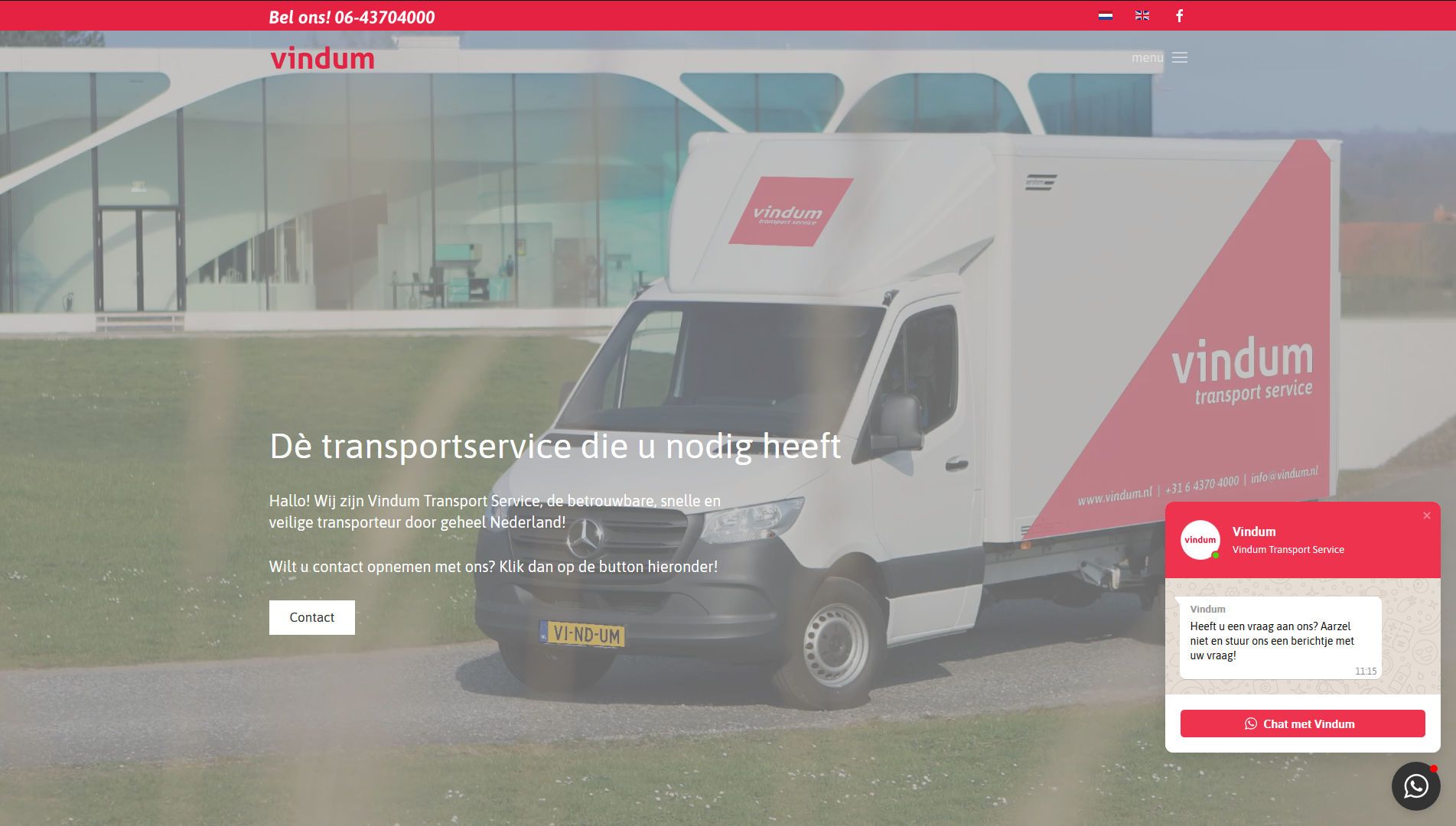 Nieuwe website voor Vindum Transport Service